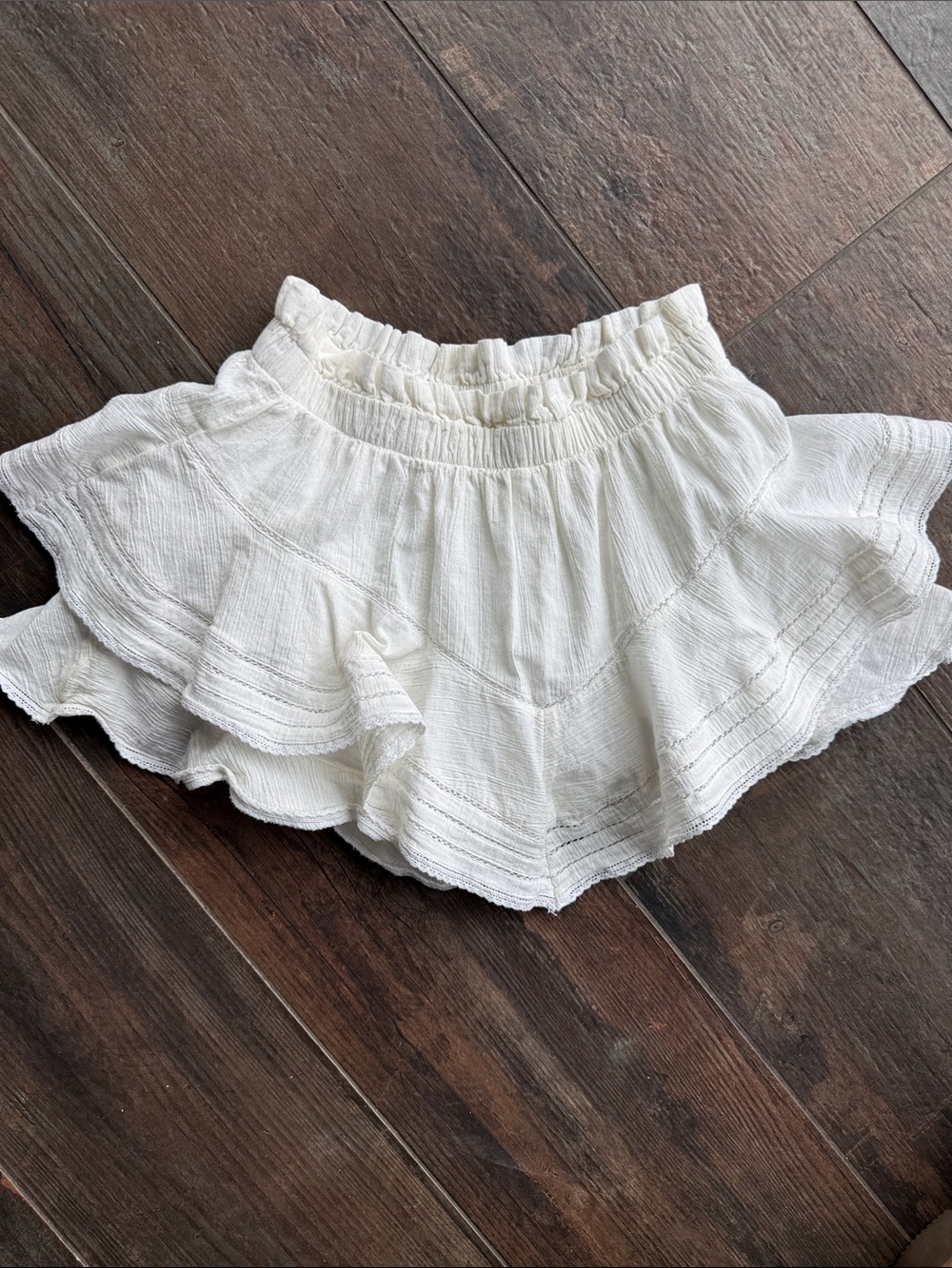 aerie White Ruffle Tiered Skater Mini Skirt